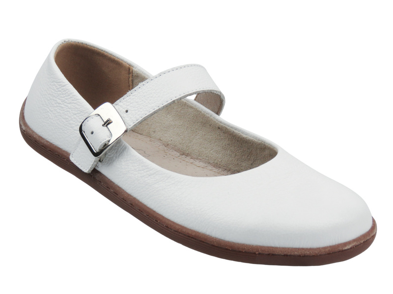 Dámské barefoot minimalistické kožené polobotky bílé Nika Komfort 1445