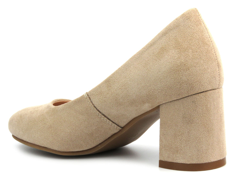 Elegantní dámská obuv na špalku - Potocki 24-12340, béžová