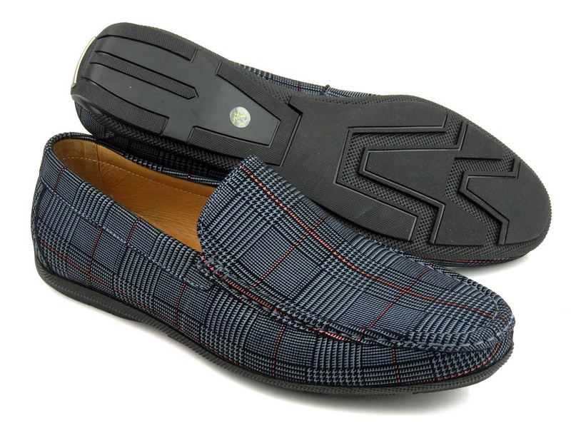 Vysoce kvalitní pánské mokasíny JOHN DOUBARE 628A-H-888, šedé kostkované