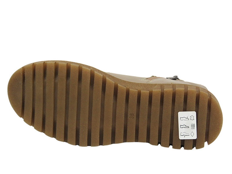 Kožené dámské boty HELIOS Comfort 577 Beige Lace-up Polish Brand