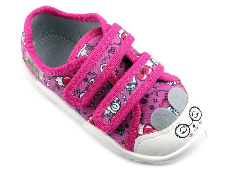 Měkké dětské capáčky na suchý zip - Befado 907P126, růžový zajíček, zajíček