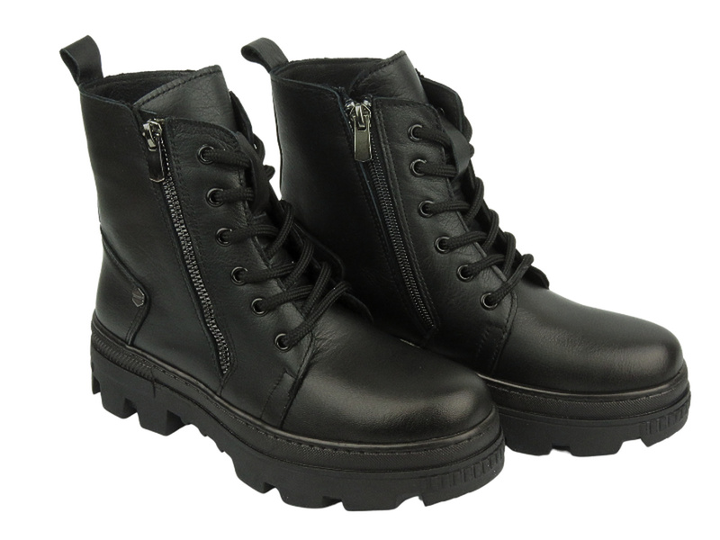 Dámské kožené kotníkové boty - VACARRO 490, černé