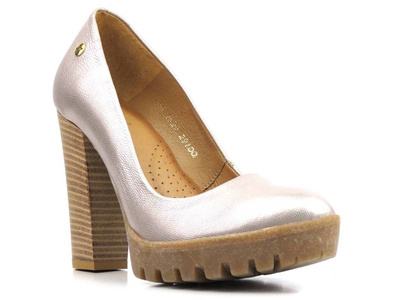 Pohodlné lodičky na vysokém podpatku - Maciejka 02629, zlaté