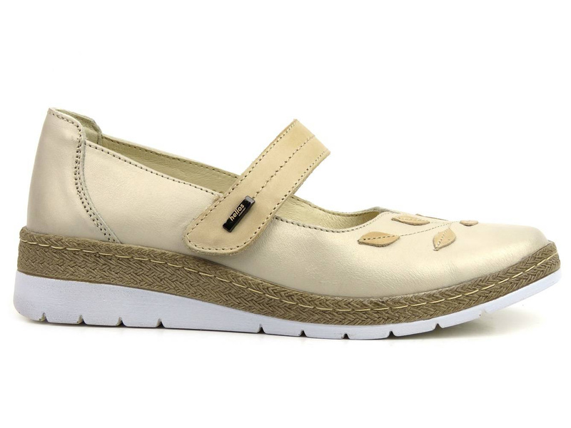 Kožená dámská jarně-letní obuv - HELIOS Komfort 341S, zlatá