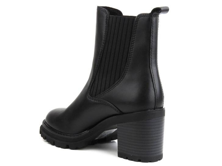 Vysoké, kožené dámské kotníkové boty - MARCO TOZZI 2-25828-41, černé