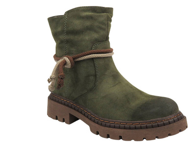 Dámské boty, Workers - Potocki 24-54305 Zelená se zipem