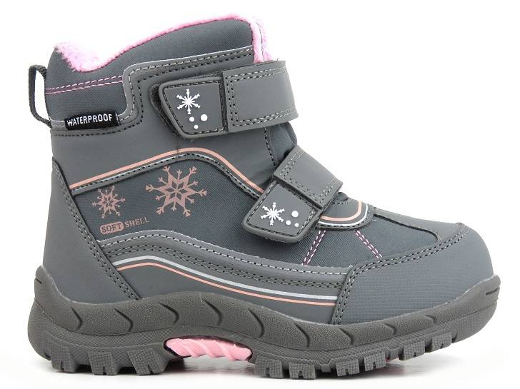 Dětské sněhule na suchý zip - AMERICAN CLUB Softshell HL 39/22, šedé