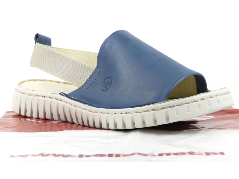 Dámské kožené sandály s gumičkou - HELIOS Komfort 261, tmavě modrá