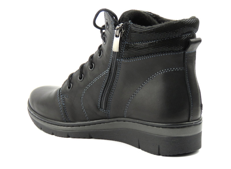 Kožené dámské kotníkové boty polské značky HELIOS KOMFORT 562 černé barvy