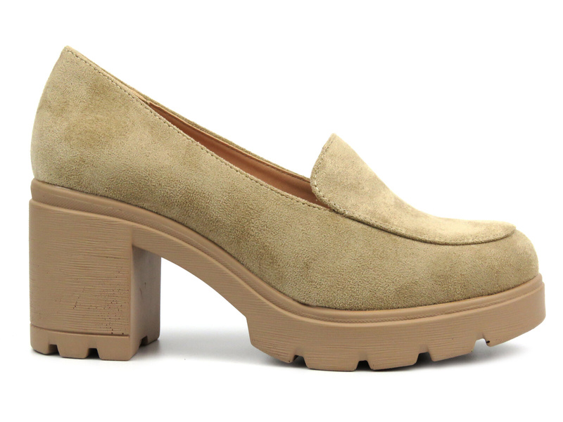 Elegantní dámské boty na bloku - Potocki 24-12040, béžová