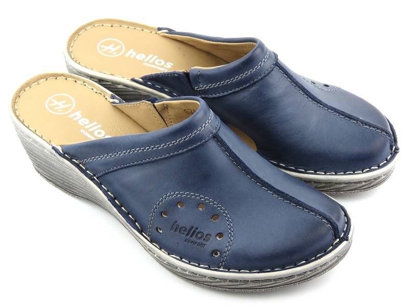 Pohodlné dámské sandály na klínku - HELIOS Komfort 624, tmavě modrá 2