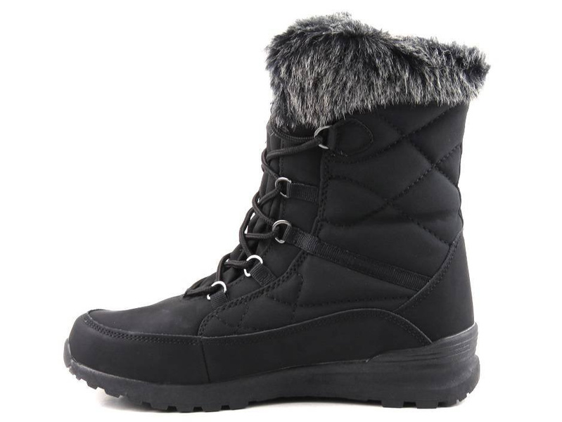 AMERICAN CLUB SN04 vysoké dámské sněhule černé barvy s šedým kožíškem