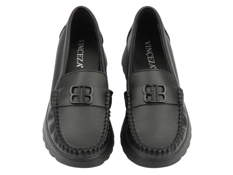 Dámské boty a mokasíny z přírodní kůže - Vinceza 66771, černá