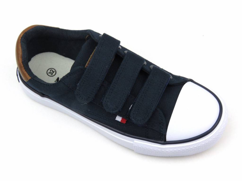 Dětské a mládežnické tenisky na suchý zip - AMERICAN CLUB LH 81/23 LH 80/23, tmavě modrá