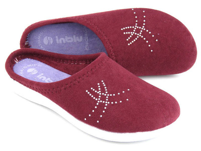 Dámské pantofle s ozdobnými krystaly - INBLU BS-46, švestka