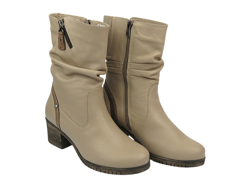 Pohodlné kožené kotníkové boty pro ženy - Galant Z23-4, béžová PL