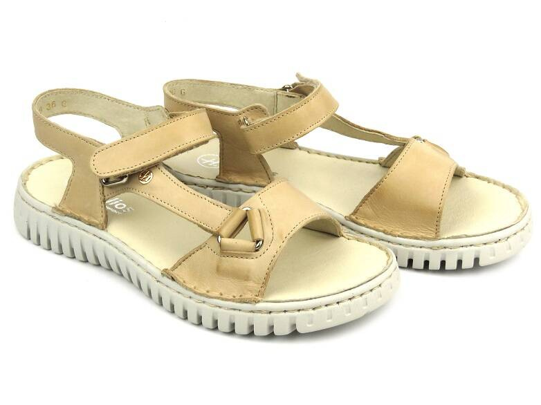 Dámské kožené sandály od polské značky - HELIOS Komfort 249S, světle béžové