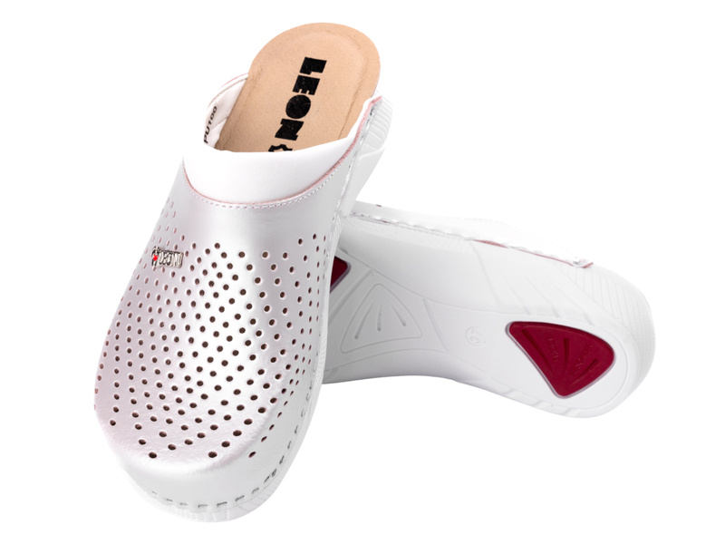 Kožené dámské pantofle perleťové Leon 3400