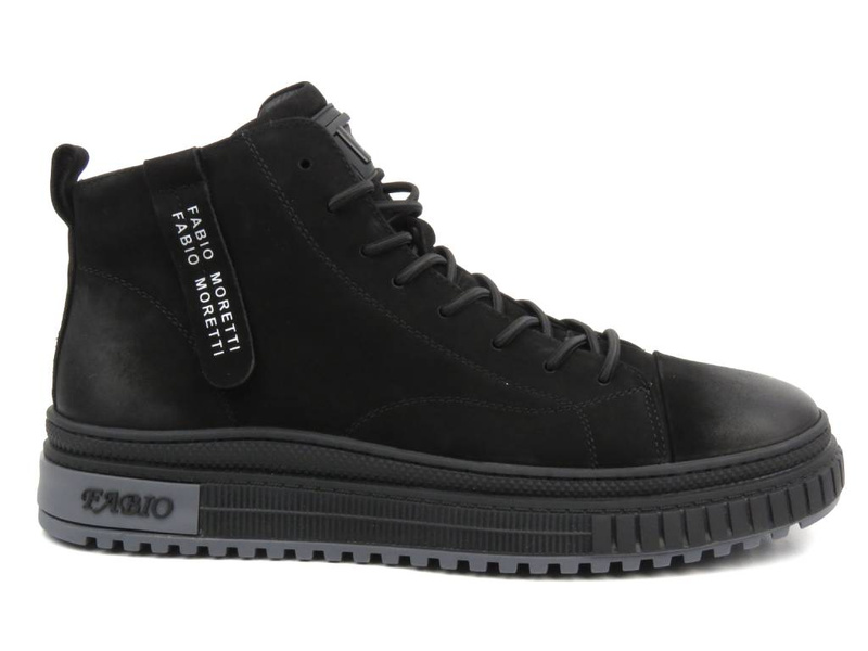 Kožené tenisky, pánské kotníkové boty - Fabio Moretti N2735-1-1, černé