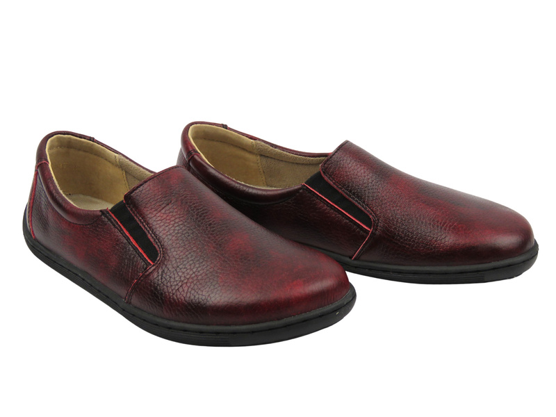 Kožené barefoot polobotky bordó Helios Komfort 452