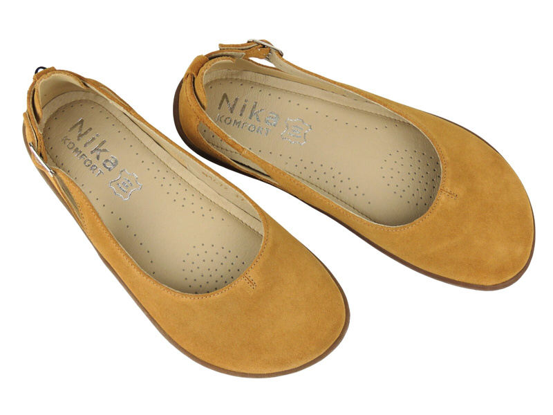 Dámské kožené barefoot minimalistické sandály se zvýšenou šířkou H - Nika Komfort 1472, světle hnědé