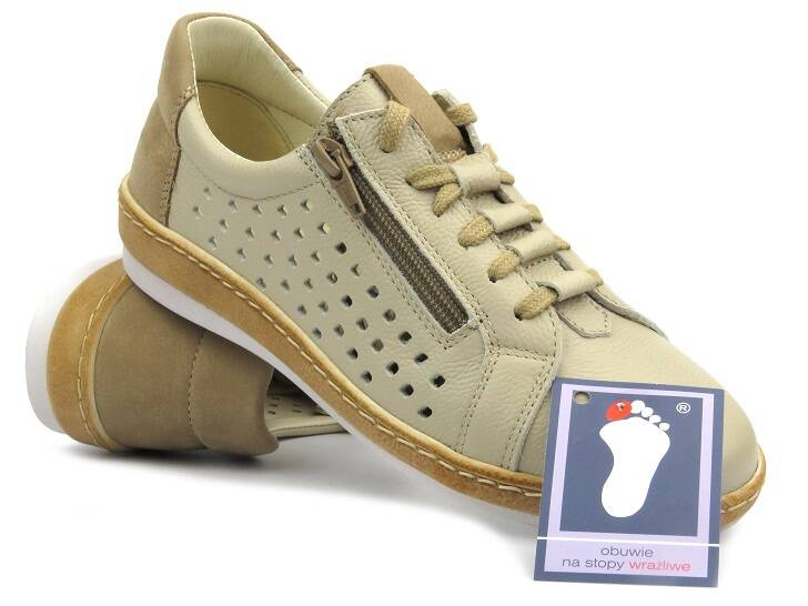 Dámské kožené boty - Wasak 0688, ecru