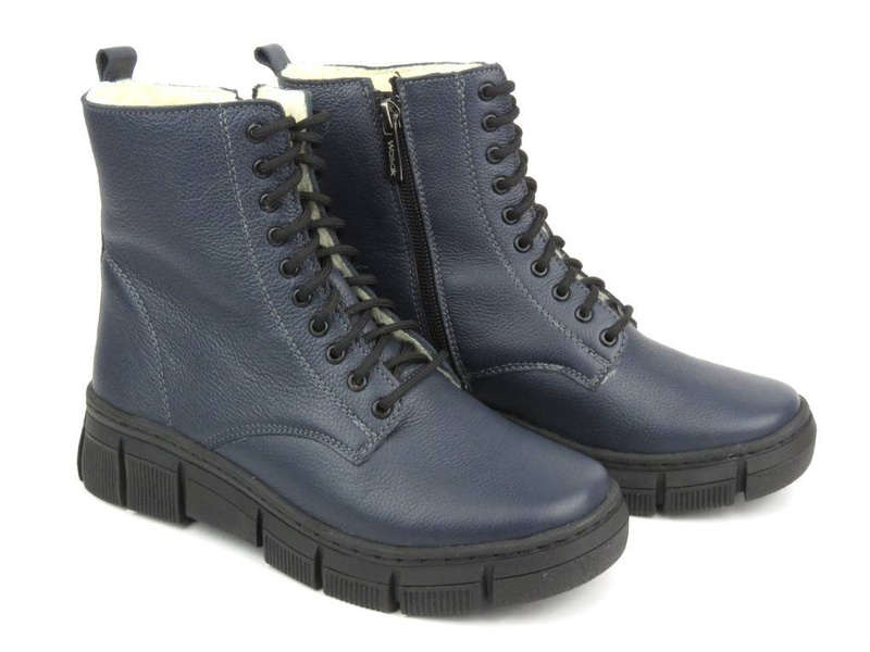 Pohodlné kozačky, dámské kozačky s vlnou - Wasak 0660, tmavě modrá