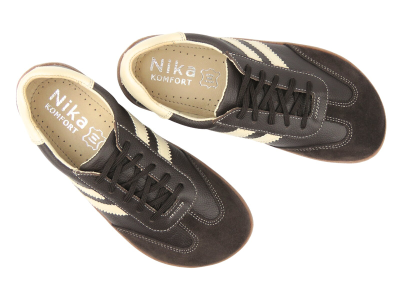 Barefoot kožené minimalistické dámské polobotky Nika Komfort 1444, hnědé