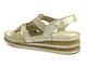 Dámské kožené sandály na jemném klínku zlaté Helios Komfort 129