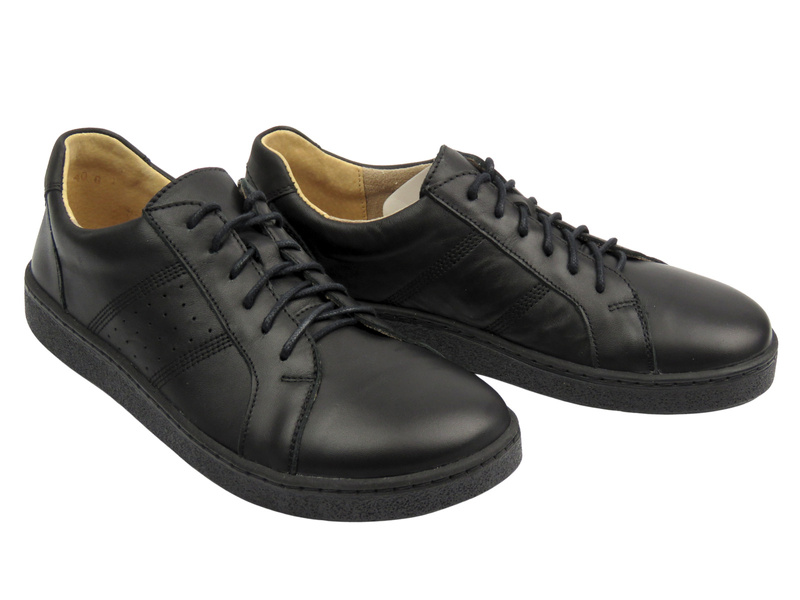 Barefoot kožené minimalistické polobotky pánské černé Helios Komfort 829