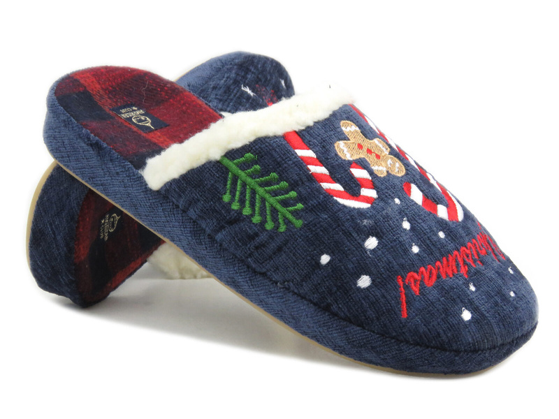 Teplé, vánoční dámské pantofle - americké SL12/23, tmavě modrá
