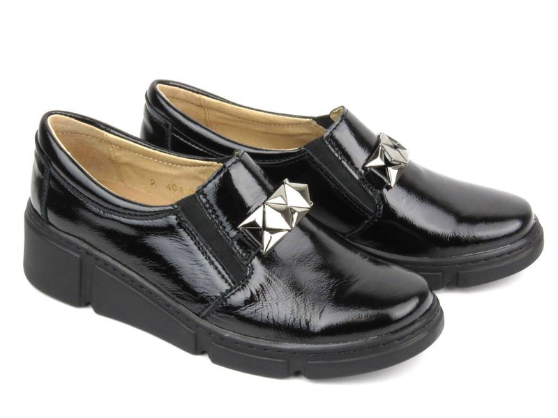 Dámská lakovaná obuv - HELIOS Komfort 404-2, černá