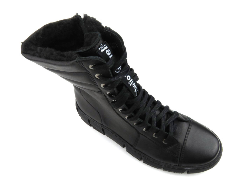 Kožené kotníkové boty, dámské pracovní s vlnou - HELIOS Komfort 611-2, černé