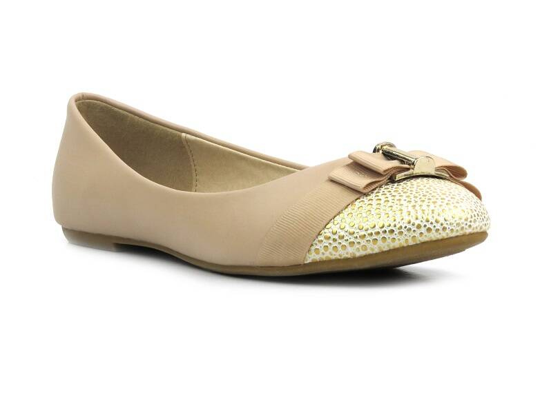 Lehké balerínky VESUVIO S15-F-LP-07, béžové s ozdobnou špičkou