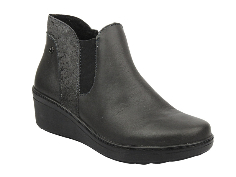 Elegantní dámské kozačky na klínku - HELIOS Komfort 596, černá 2