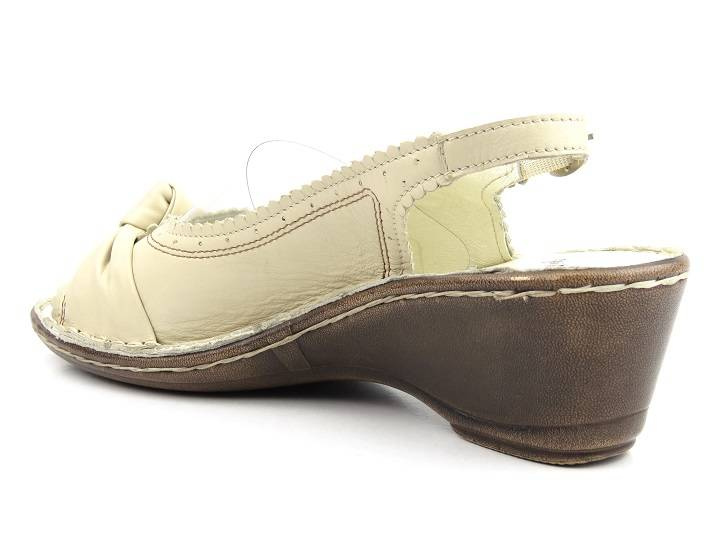 Dámské kožené sandály - Helios Komfort 783, krémové