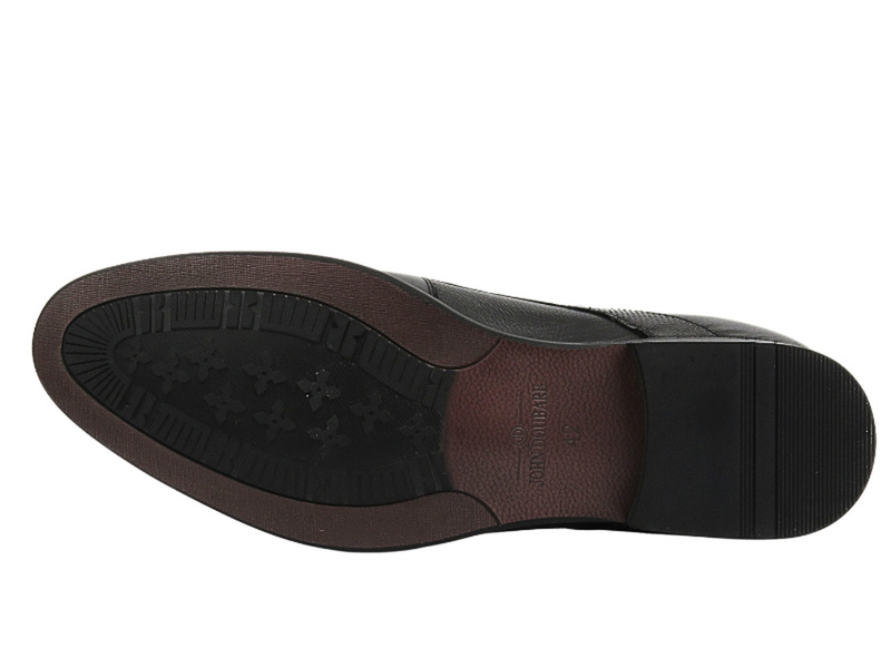 Eleganckie loafersy, półbuty męskie- JOHN DOUBARE 720-75G183, czarne