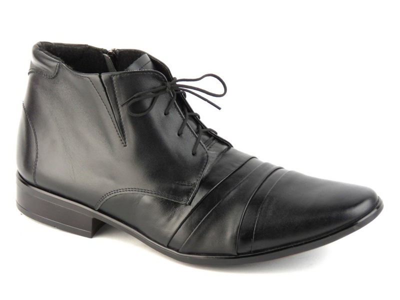Elegantní pánské boty z lícové kůže - Moskała 254, černá
