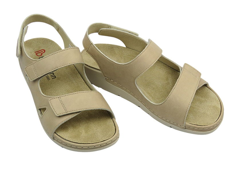 Dámské béžové sandály na suchý zip Berkemann Leona 01468-444