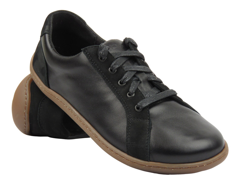 Barefoot kožené minimalistické černé dámské polobotky Wasak 0743 ve šířce H