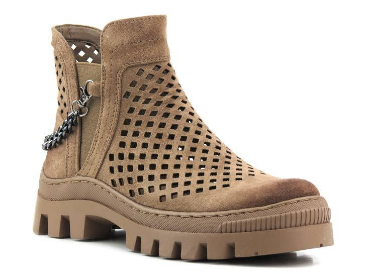 Dámské jarní, prolamované pracovní boty - Potocki 23-12028BR, hnědé