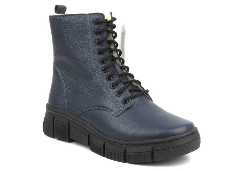 Pohodlné kozačky, dámské kozačky s vlnou - Wasak 0660, tmavě modrá