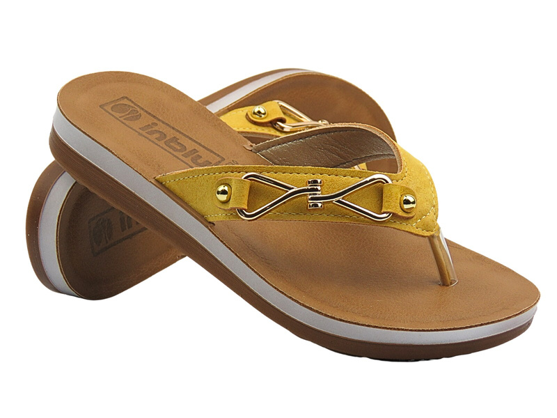 Žabky dámské se zdobením – INBLU ZO-12, žluté