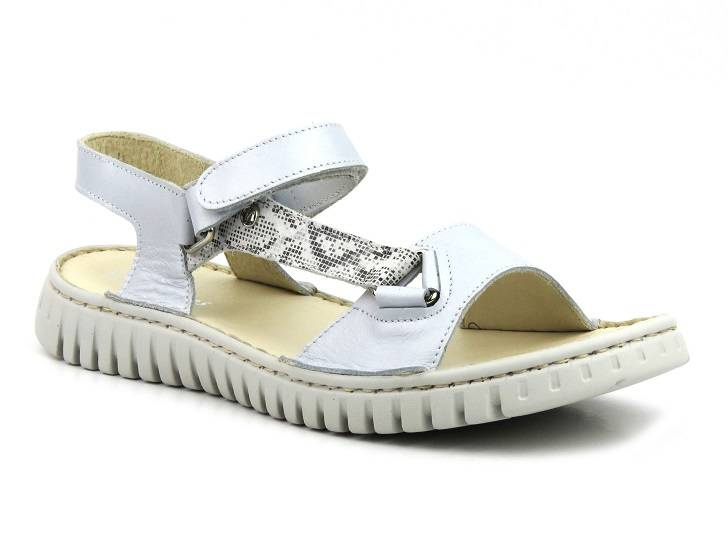 Kožené dámské sandály polské značky HELIOS Komfort 249S, stříbrné