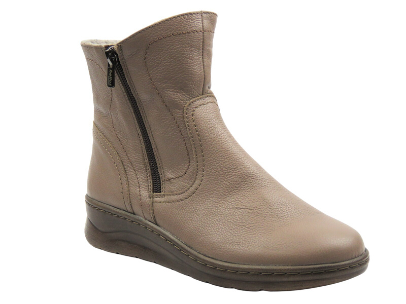 Pohodlné dámské kotníkové boty s kožíškem – HELIOS Komfort 788, khaki