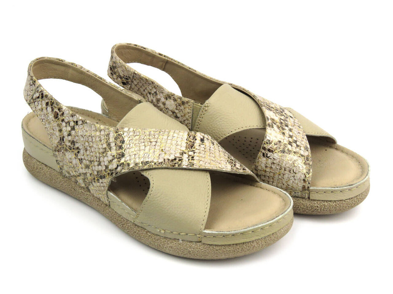 Wygodne sandały damskie polskiej produkcji - Helios Komfort 246, beżowe
