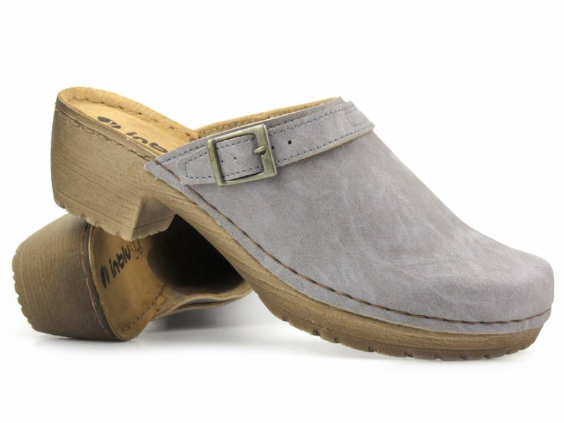 Dámské žabky, dřeváky na vysokém podpatku - INBLU BL-04, šedé