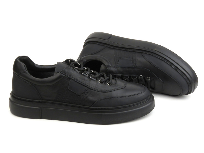 Pánské kožené tenisky - JOHN DOUBARE H115-2, černé