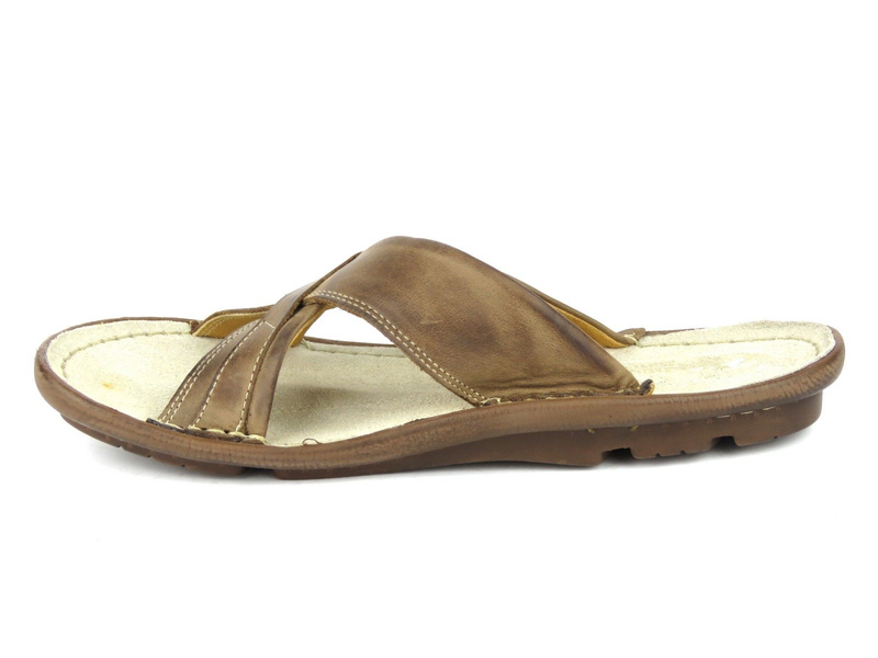 Pánské kožené žabky Casarinni 514, hnědé