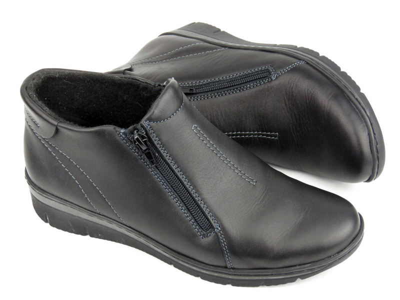 Dámské kotníkové boty na dva zipy - HELIOS Komfort 545-2, černé